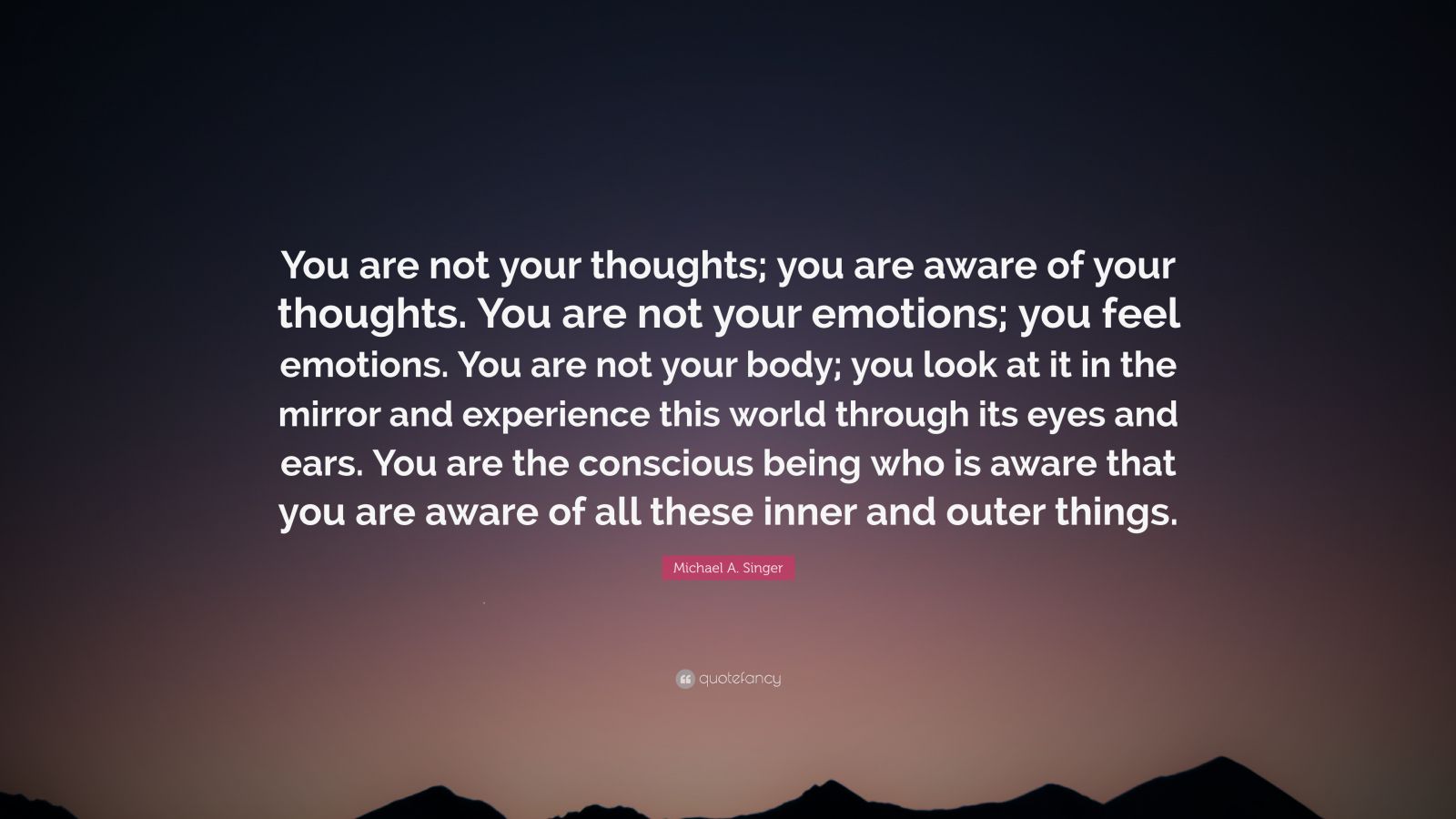 Michael A Singer Quote You Are Not Your Thoughts You Are Aware Of