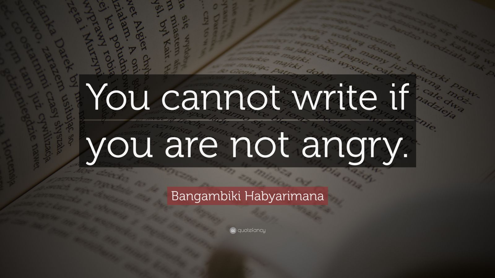 Bangambiki Habyarimana Quote You Cannot Write If You Are Not Angry