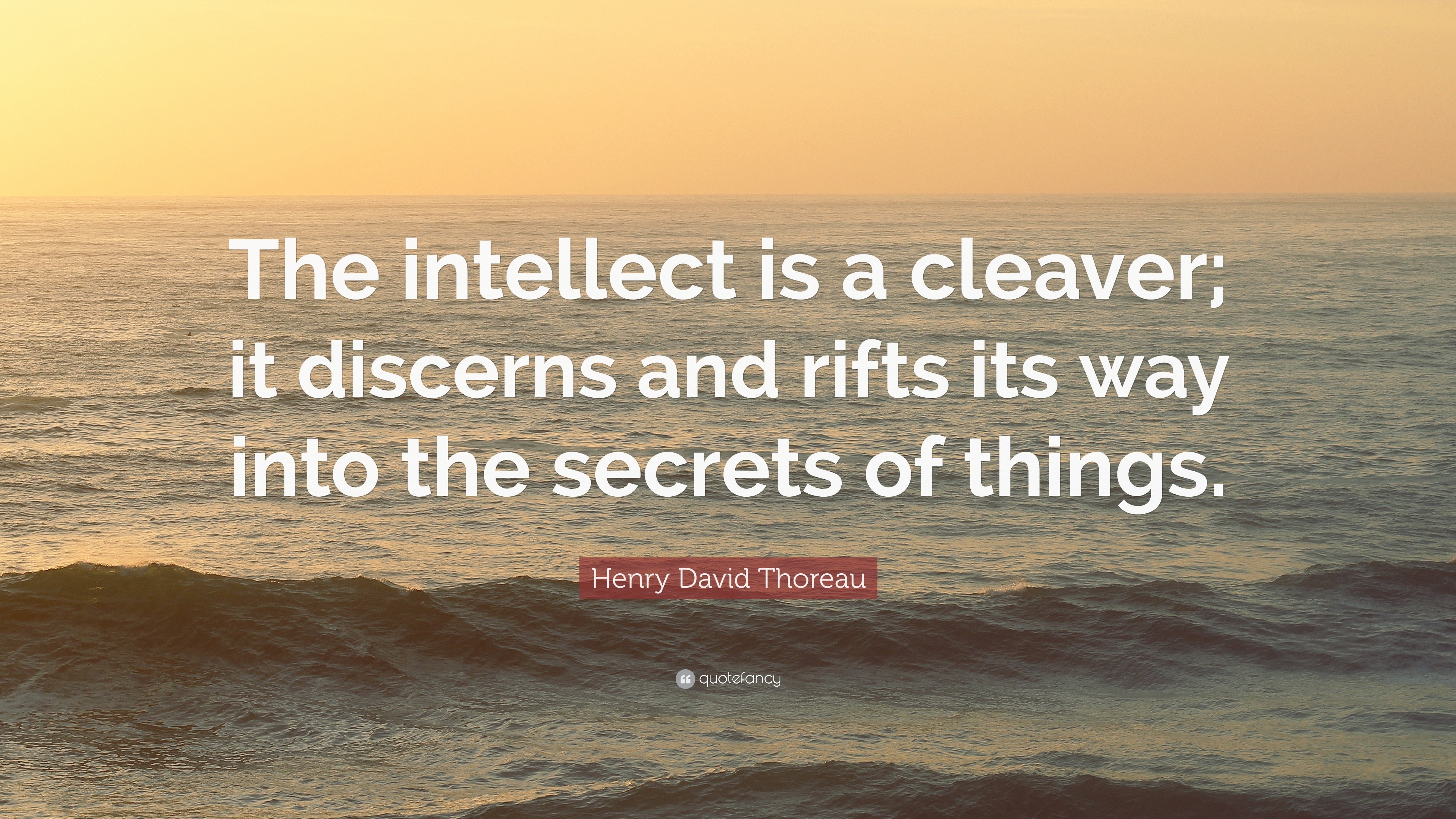 Henry David Thoreau Quote The Intellect Is A Cleaver It Discerns And