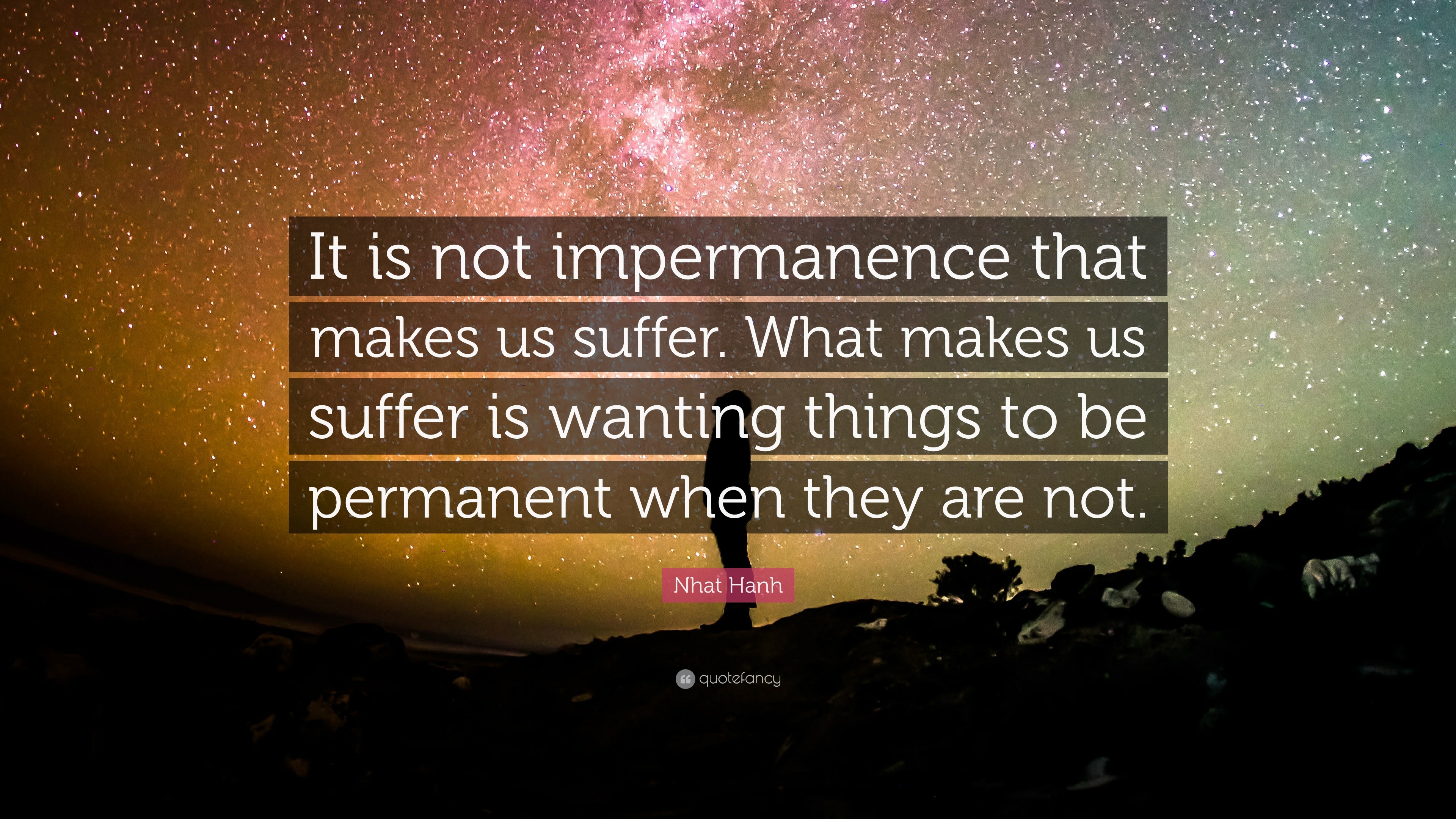 what makes us suffer is wanting things to be permanent when