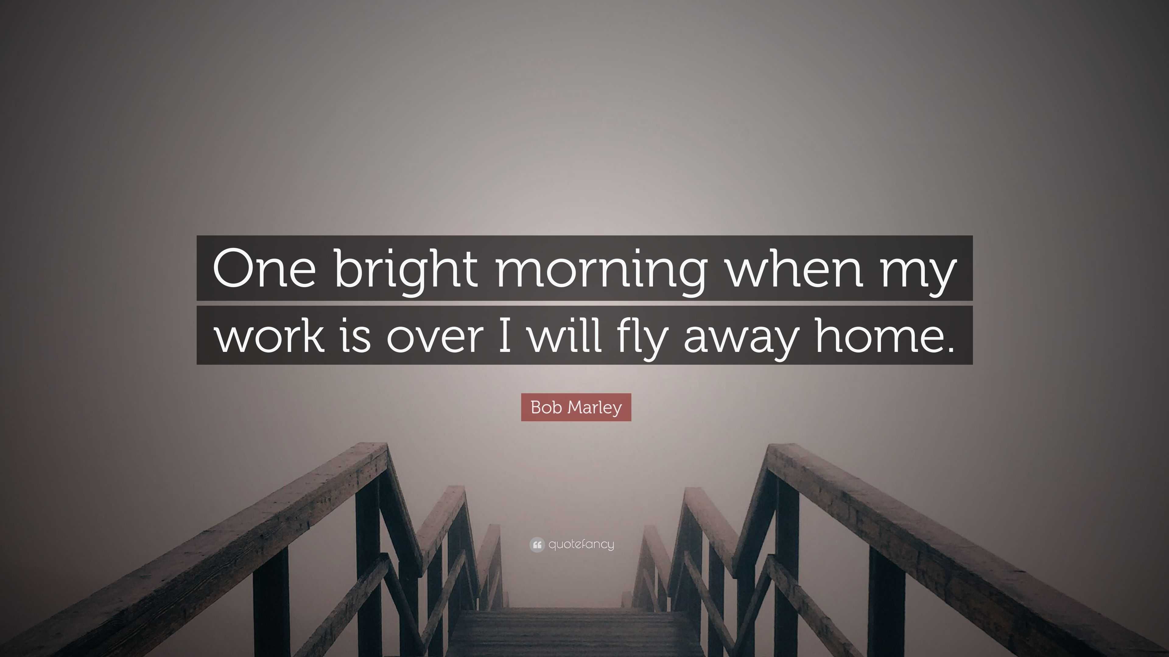 "one bright morning when my work is over i will fly away home.