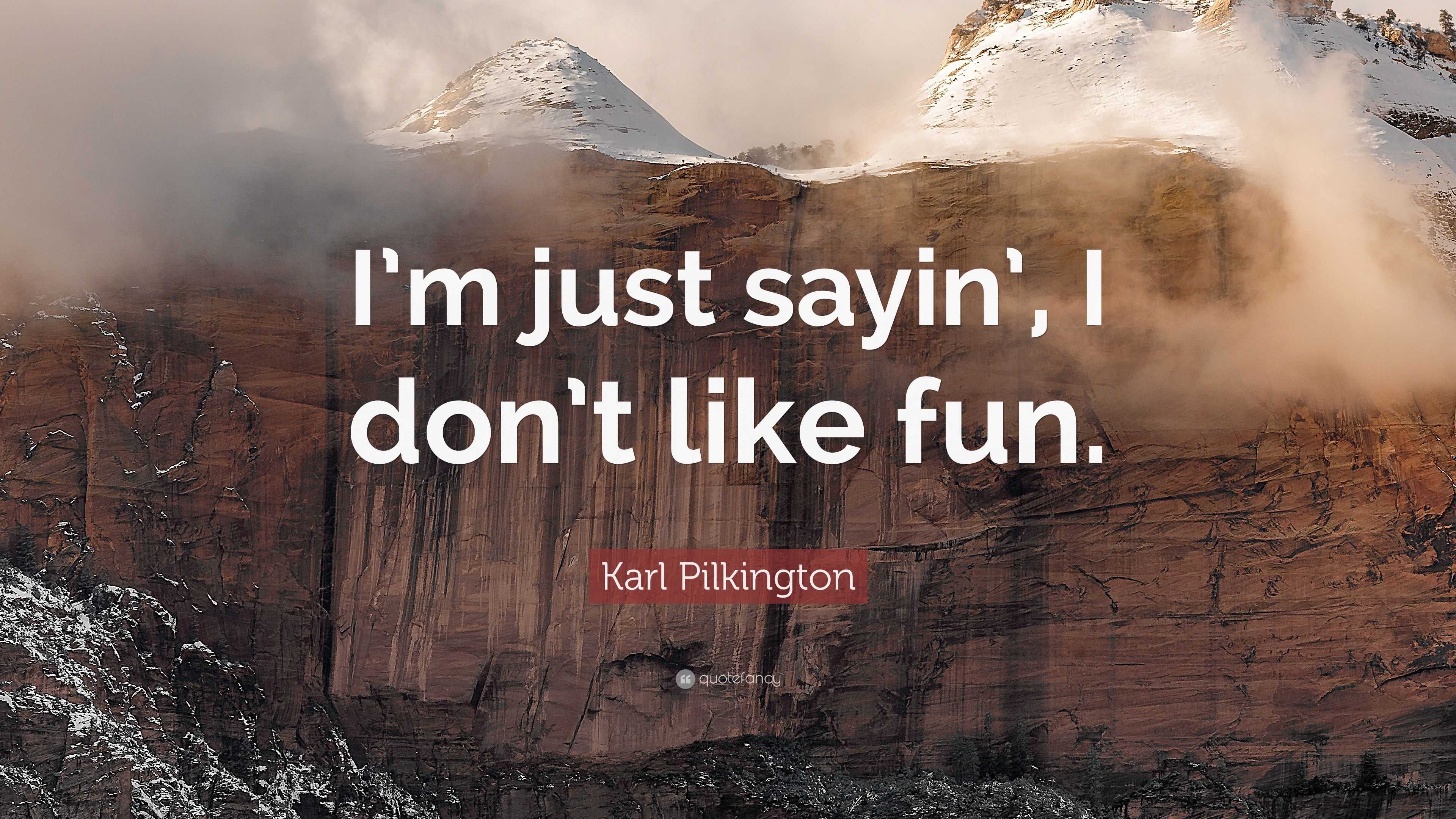 Karl Pilkington Quote Im Just Sayin I Dont Like Fun