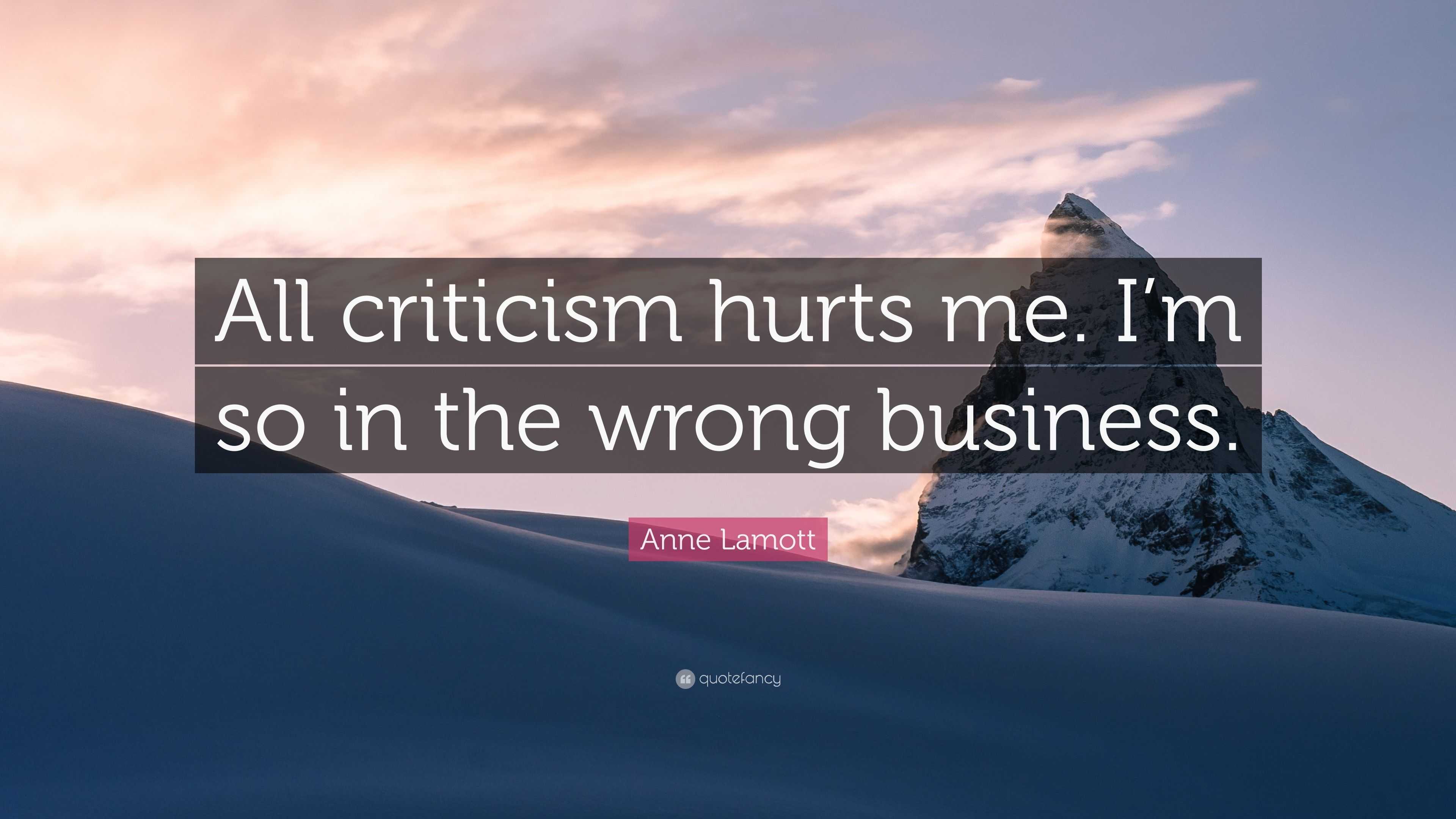 Anne Lamott Quote All Criticism Hurts Me Im So In The Wrong Business