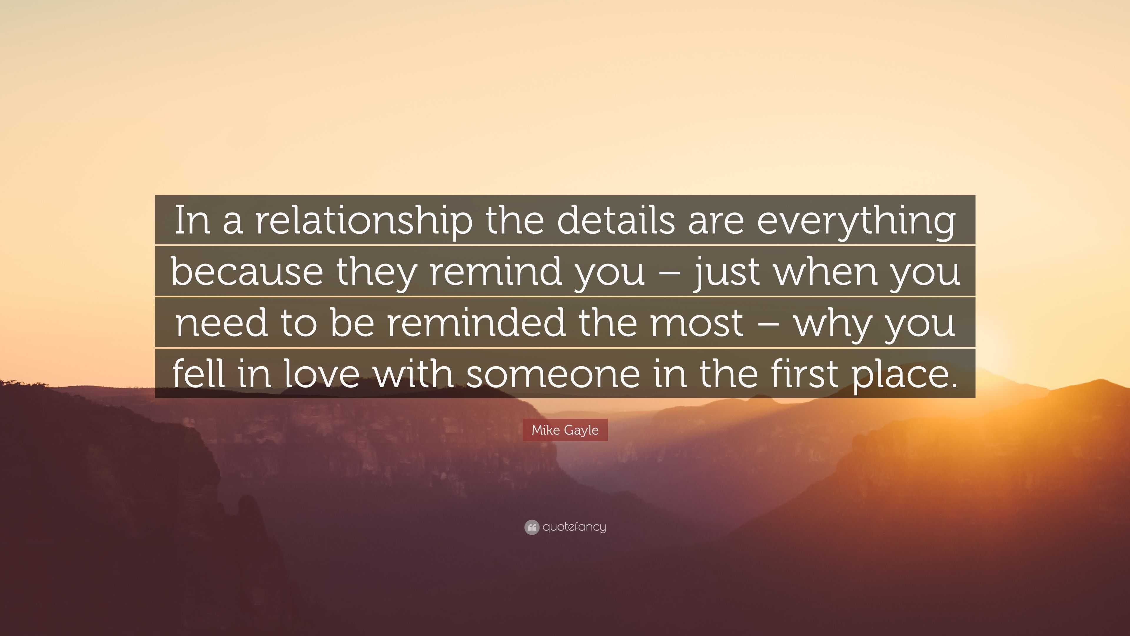 Mike Gayle Quote In A Relationship The Details Are Everything Because