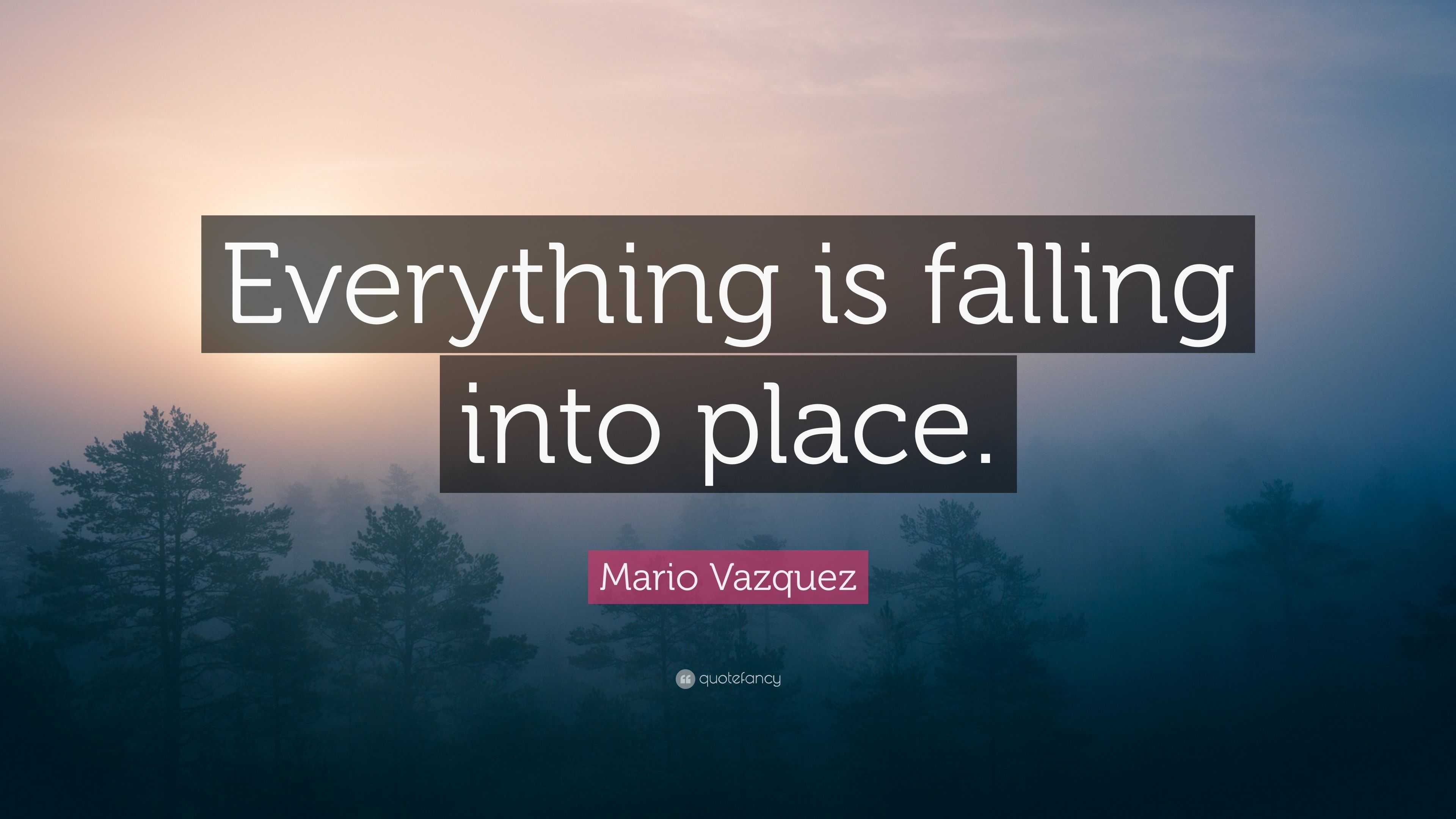 Mario Vazquez Quote Everything Is Falling Into Place