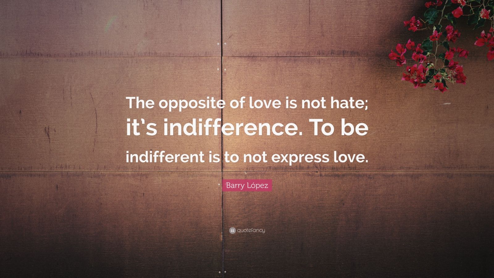 Barry López Quote: “The opposite of love is not hate; it’s indifference ...