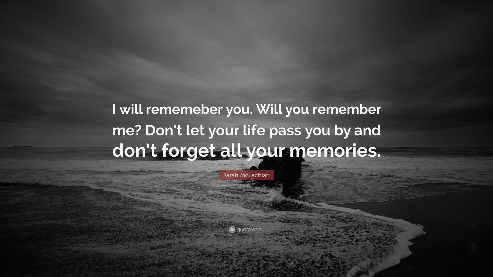 Sarah McLachlan Quote “I will rememeber you Will you remember me Don