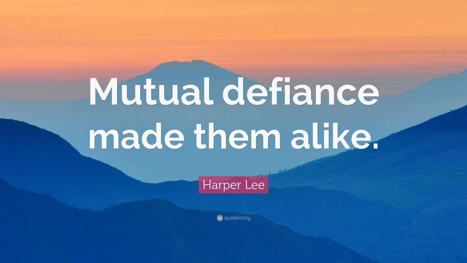 Harper Lee Quote “Mutual defiance made them alike.”