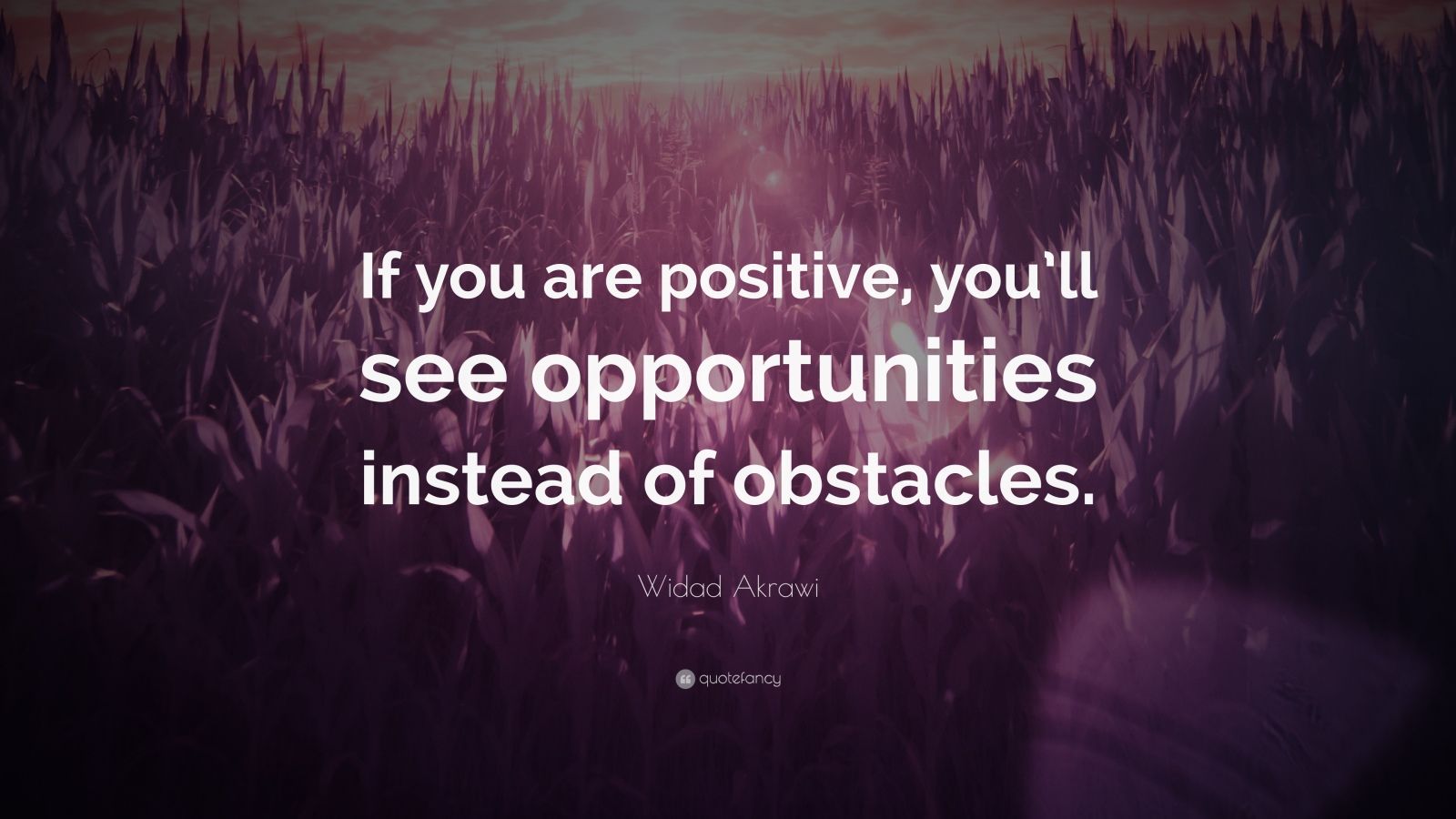 Widad Akrawi Quote: “If you are positive, you’ll see opportunities ...