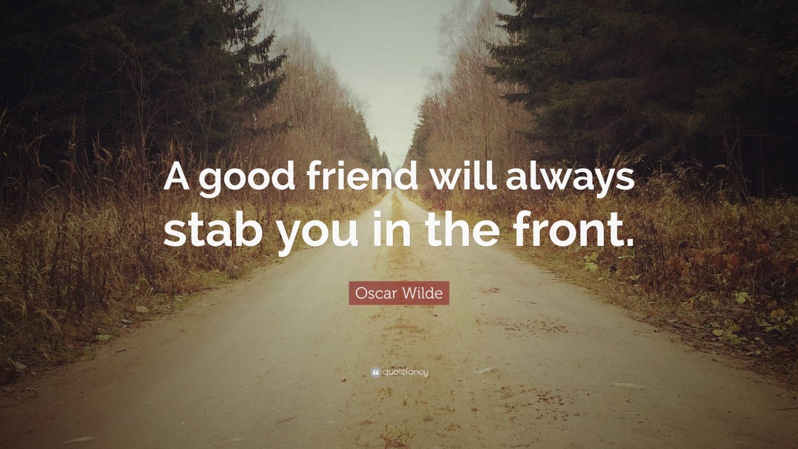 Oscar Wilde Quote: “A good friend will always stab you in the front