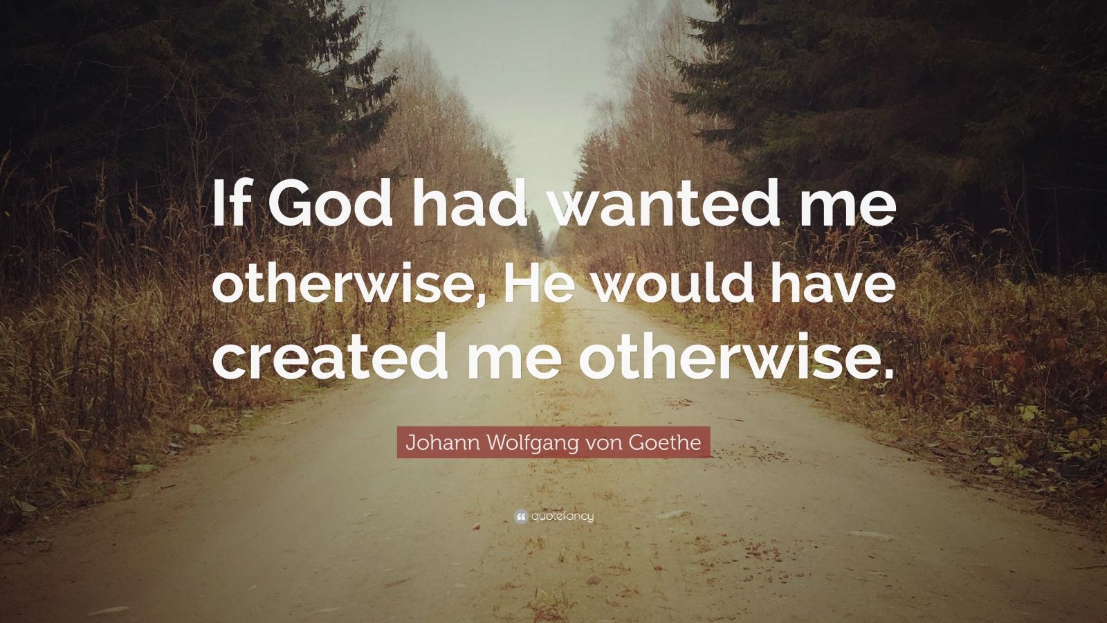 Johann Wolfgang von Goethe Quote: “If God had wanted me otherwise, He ...