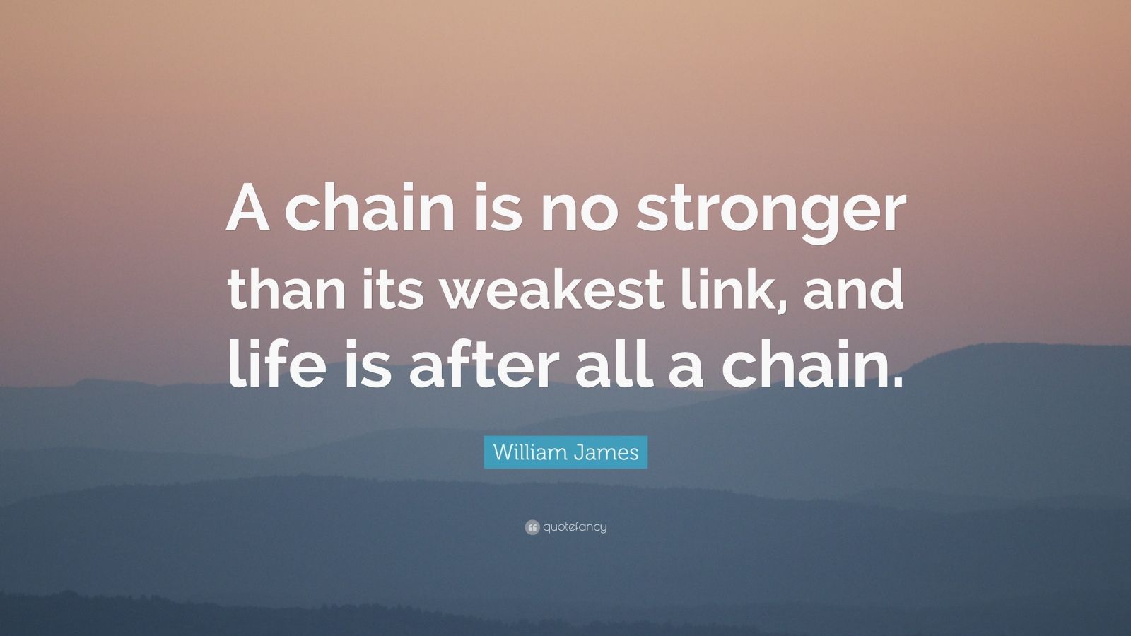 William James Quote “A chain is no stronger than its weakest link, and