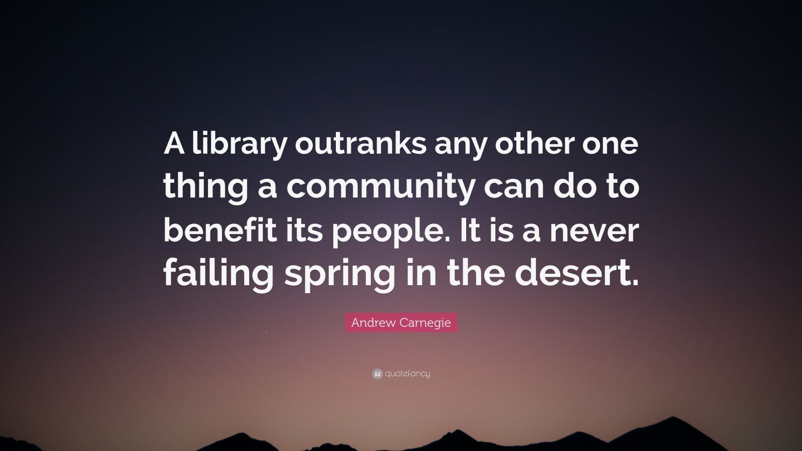 Andrew Carnegie Quote “A library outranks any other one thing a