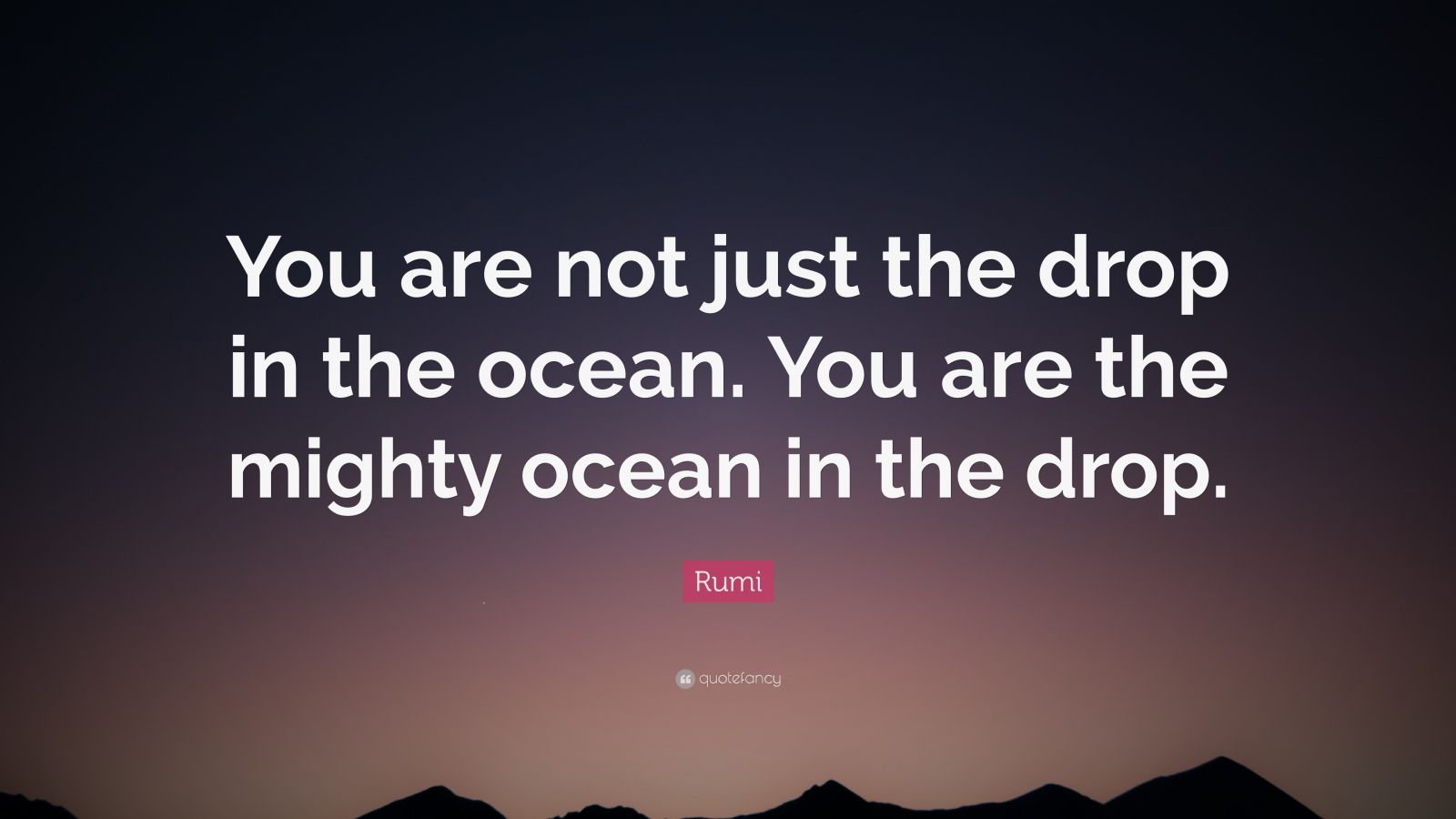 Rumi Quote “You are not just the drop in the ocean. You are the mighty ocean in the drop.” (12