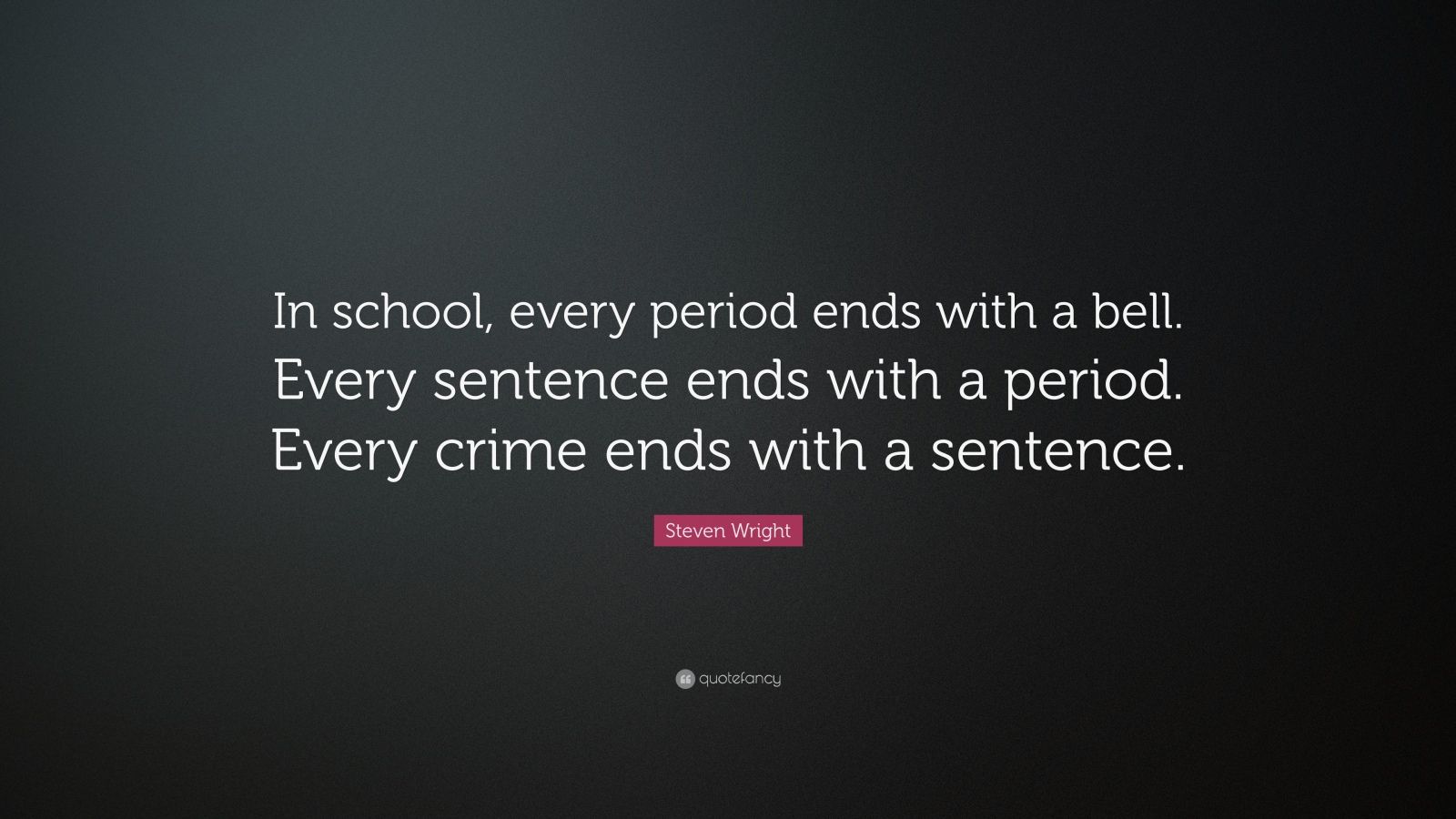 Steven Wright Quote “In school, every period ends with a bell. Every