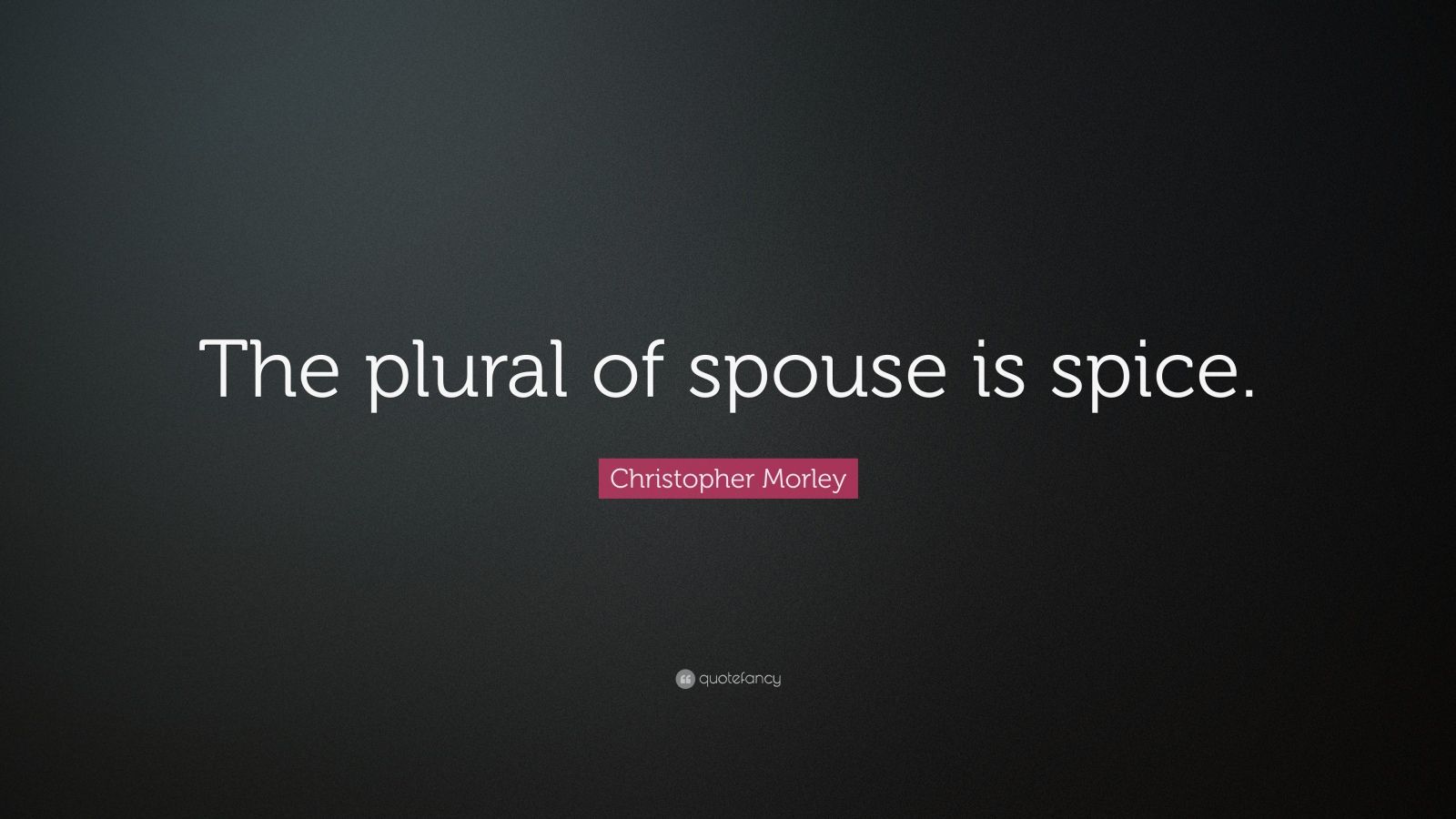 Christopher Morley Quote “The plural of spouse is spice.”