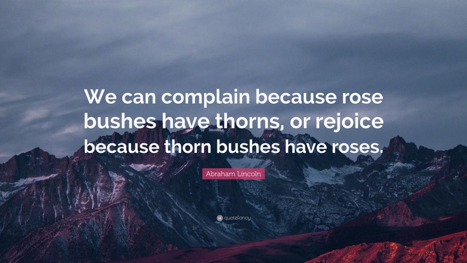 Abraham Lincoln Quote “We can complain because rose bushes have thorns