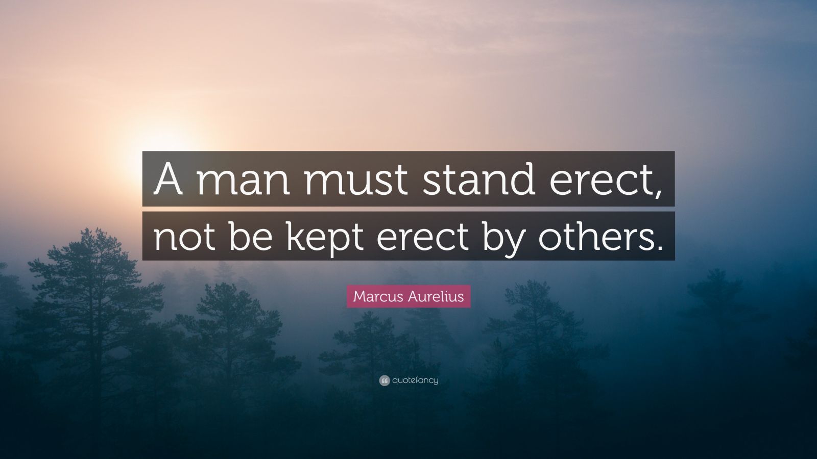 Marcus Aurelius Quote: “A man must stand erect, not be kept erect by ...