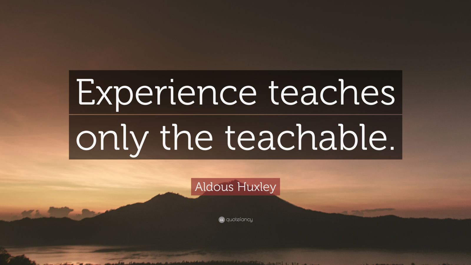 Aldous Huxley Quote: “Experience teaches only the teachable.” (20 ...