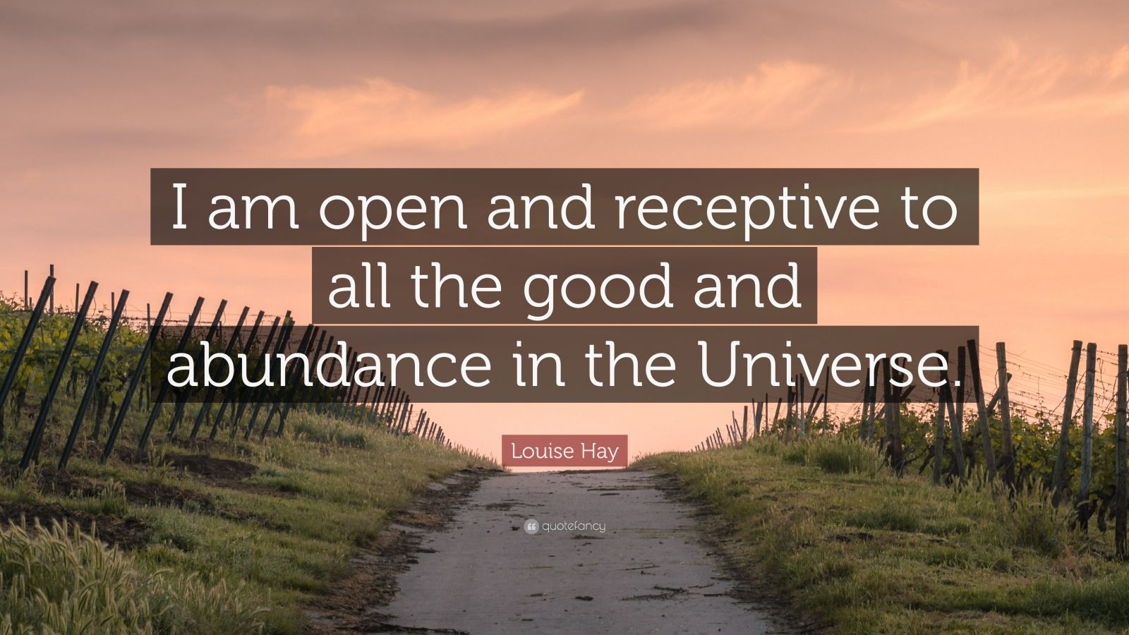 Louise Hay Quote: “I am open and receptive to all the good and ...