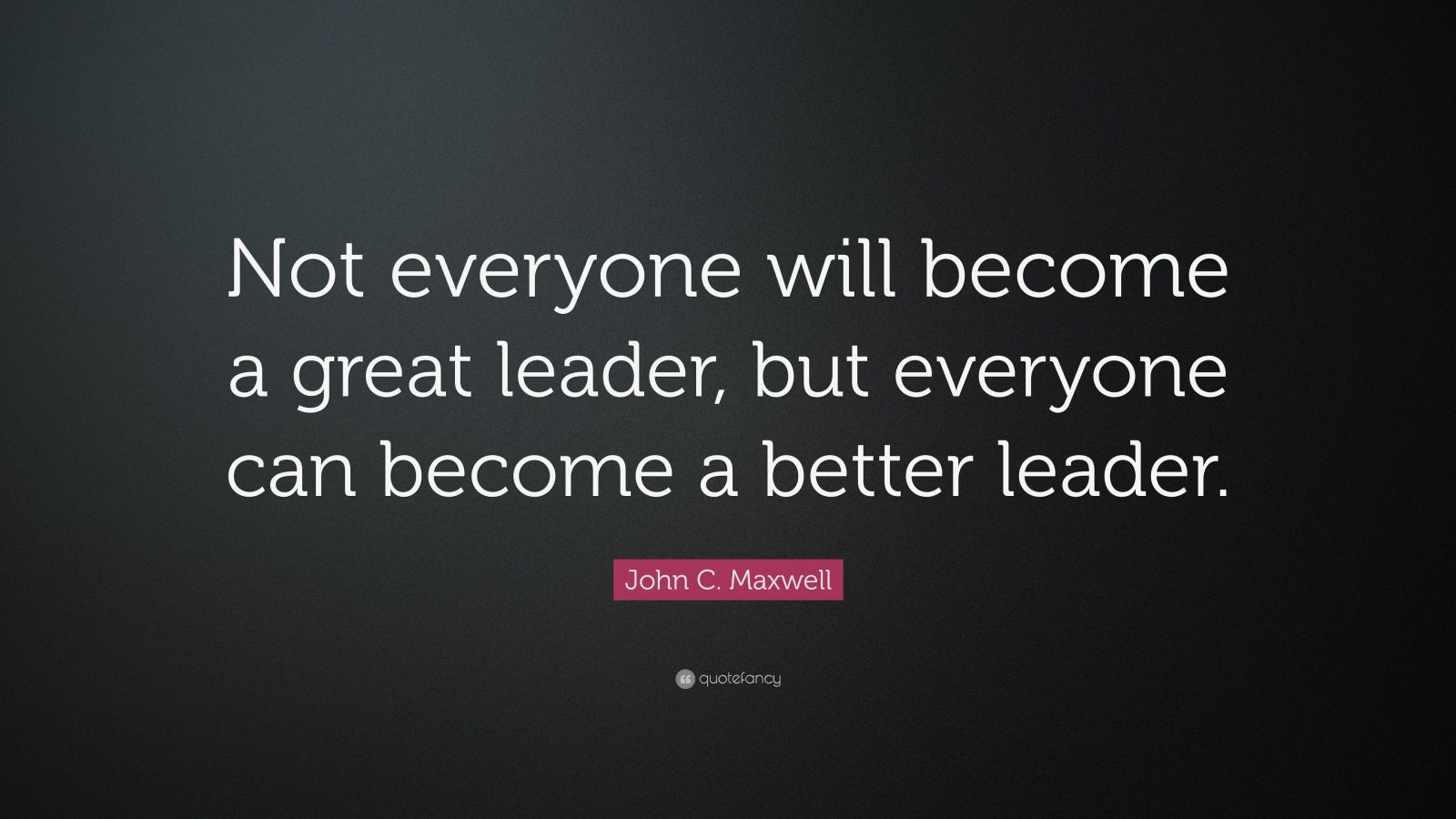 John C. Maxwell Quote: “Not everyone will become a great leader, but ...
