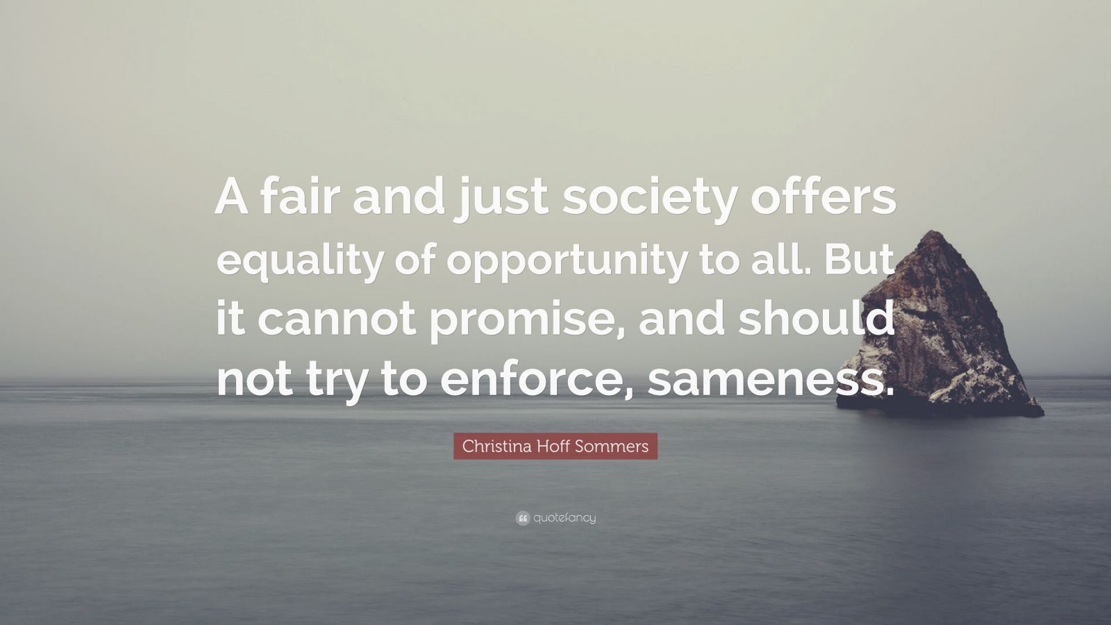 Christina Hoff Sommers Quote: “A fair and just society offers equality