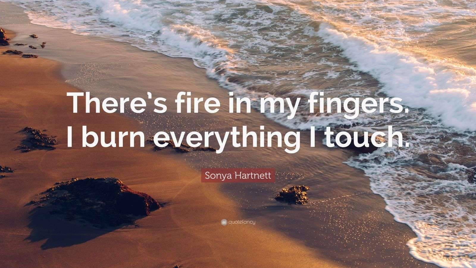 Sonya Quote “There’s fire in my fingers. I burn everything I