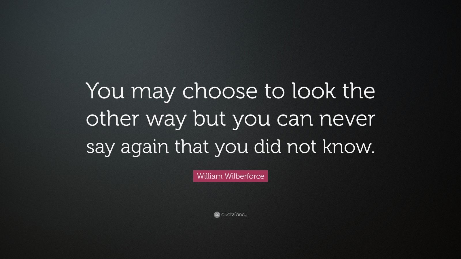 William Wilberforce Quote: “You may choose to look the other way but ...