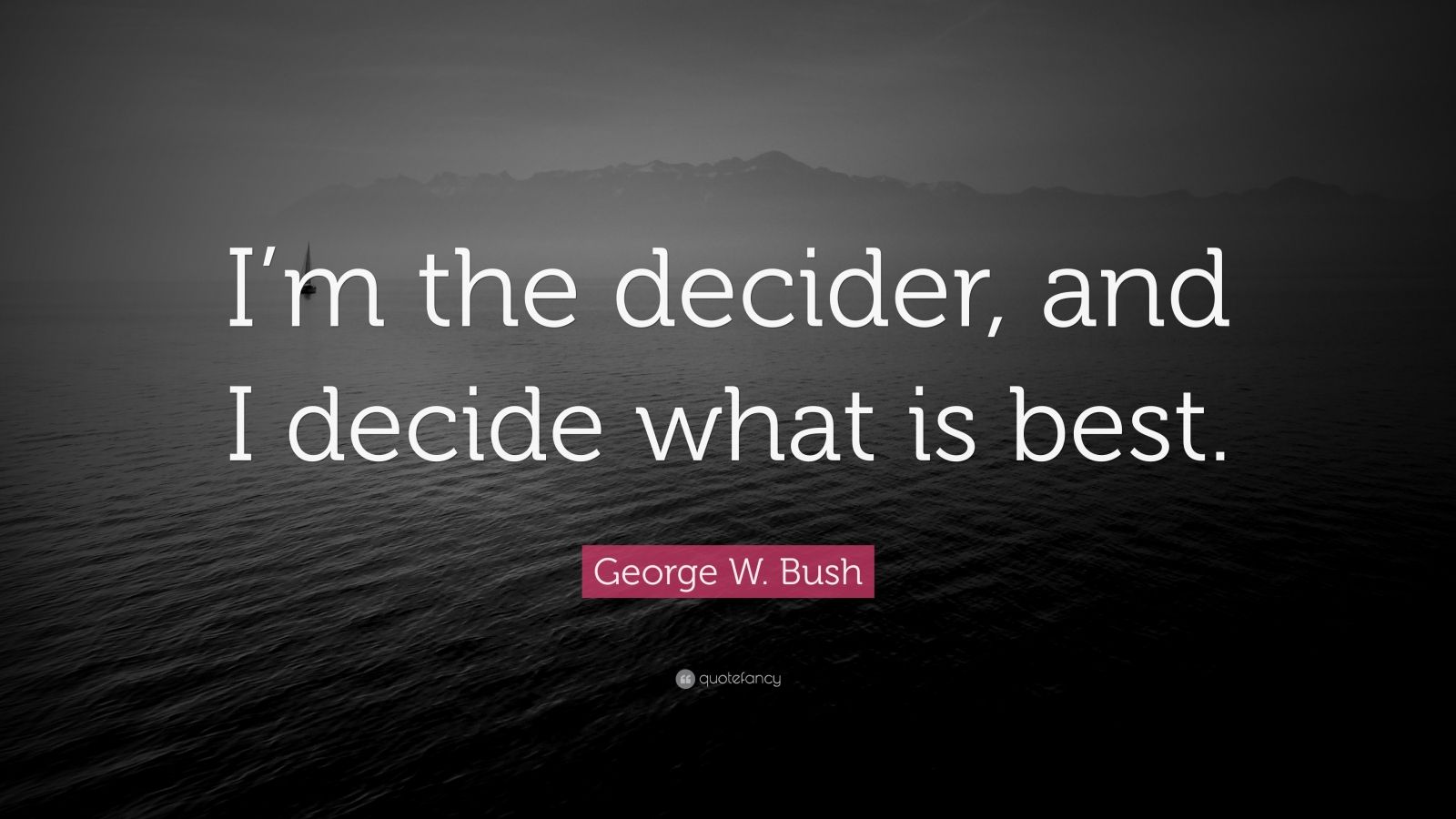 W. Bush Quote “I’m the decider, and I decide what is best.” (9