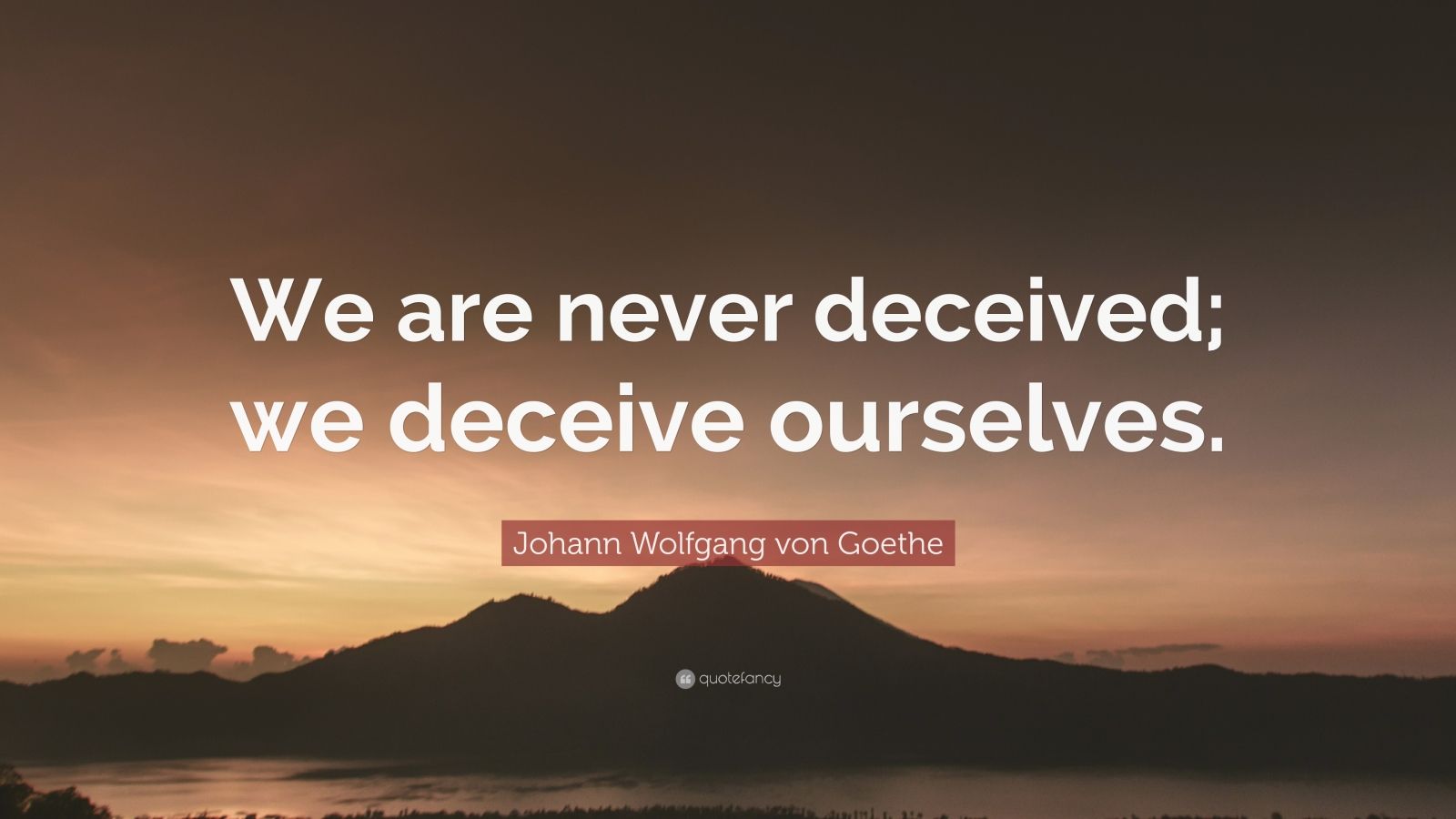 Johann Wolfgang von Goethe Quote: “We are never deceived; we deceive ...