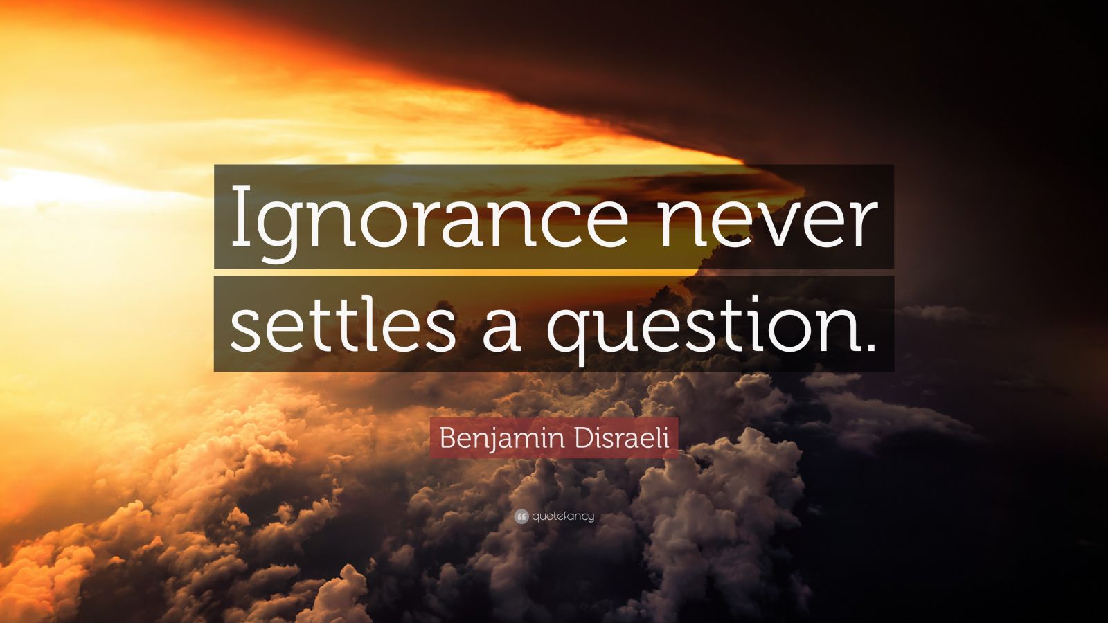 Benjamin Disraeli Quote: “Ignorance never settles a question.” (7 