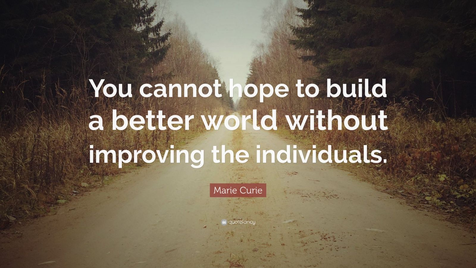 Marie Curie Quote: “You cannot hope to build a better world without ...