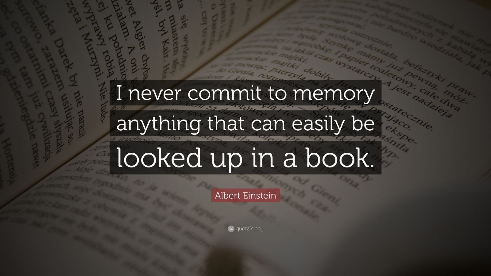 Albert Einstein Quote: “I never commit to memory anything that can ...