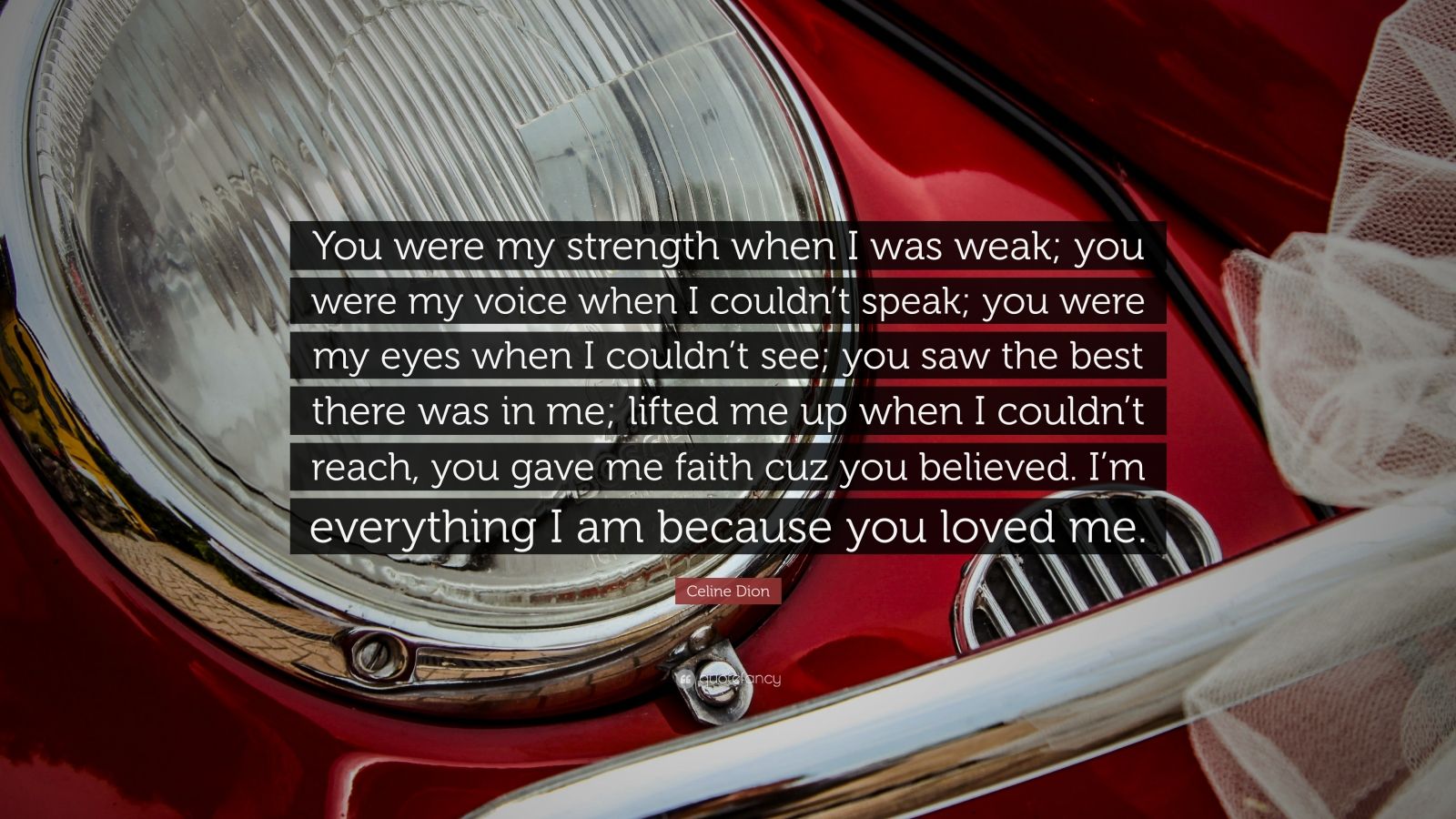 Celine Dion Quote: “You were my strength when I was weak; you were my