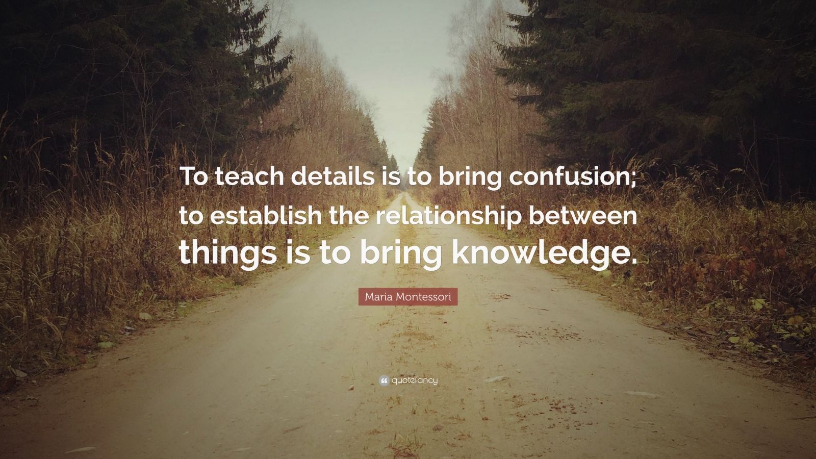 Maria Montessori Quote: “To teach details is to bring confusion; to ...