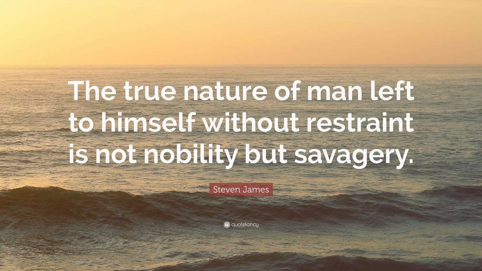 Steven James Quote “The true nature of man left to himself without