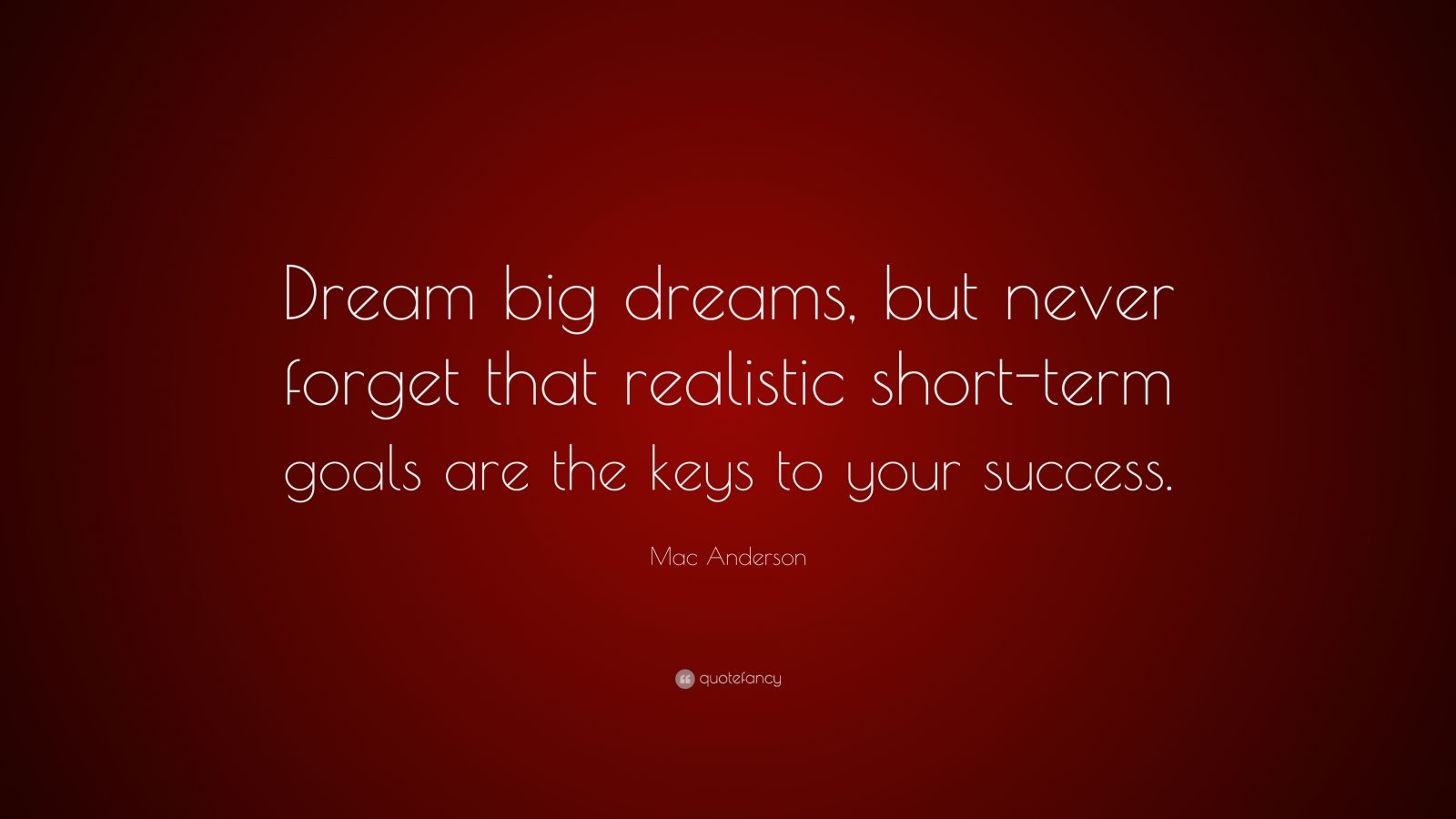 Mac Anderson Quote: “Dream big dreams, but never forget that realistic ...