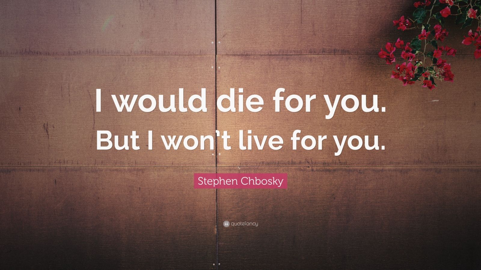 Stephen Chbosky Quote: “I would die for you. But I won’t live for you ...