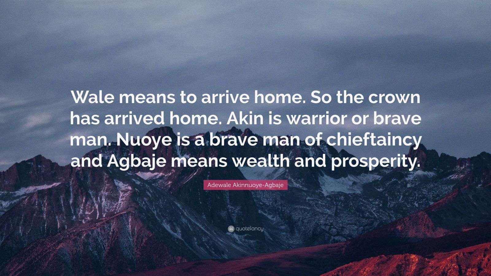 Adewale Akinnuoye-Agbaje Quote: “Wale means to arrive home. So the