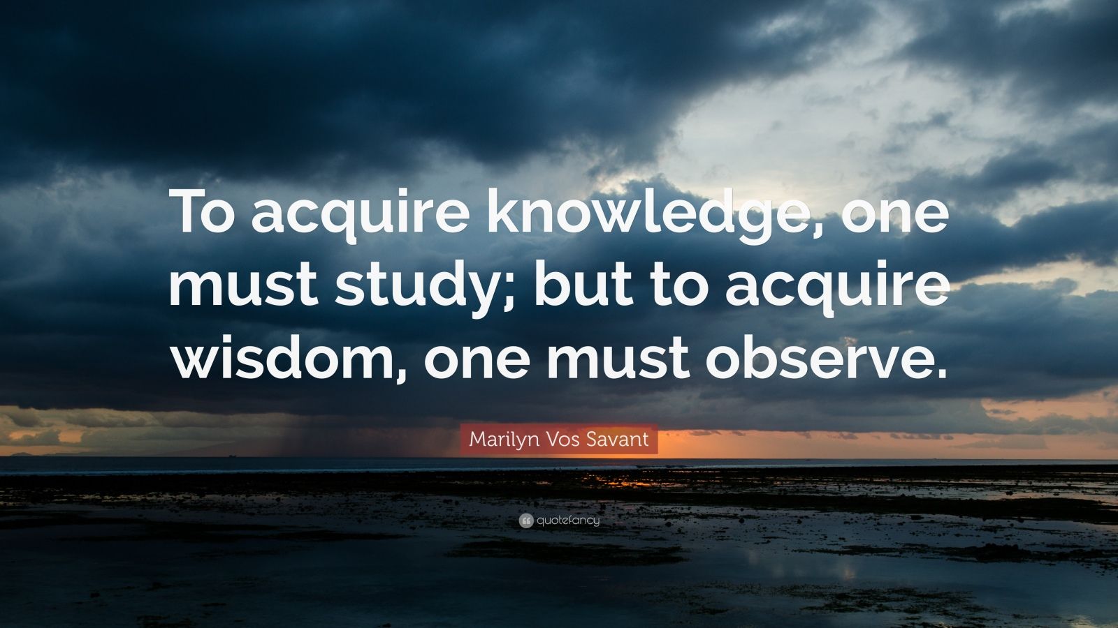 Marilyn Vos Savant Quote “To acquire knowledge, one must study; but to