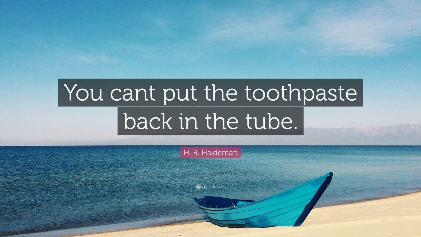 H. R. Haldeman Quote “You cant put the toothpaste back in the tube
