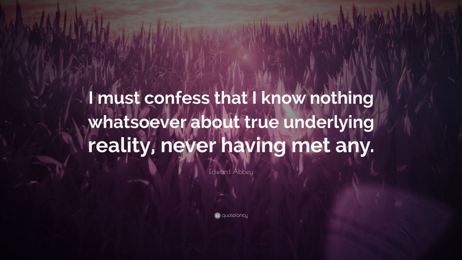 Edward Abbey Quote “i Must Confess That I Know Nothing Whatsoever About True Underlying Reality 7225