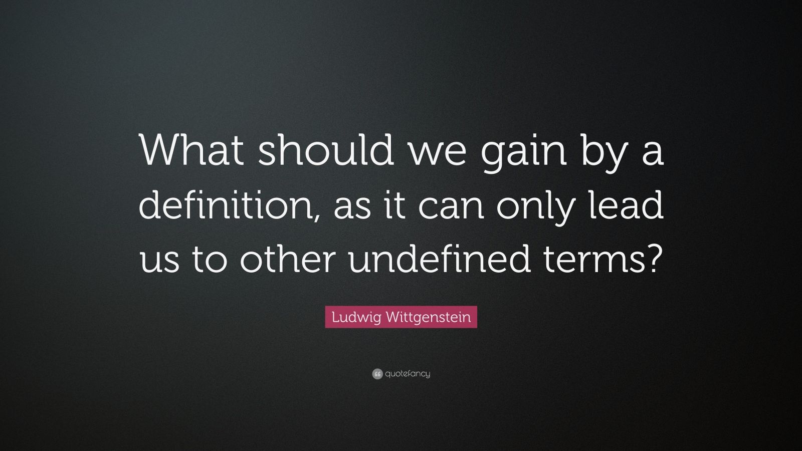 Ludwig Wittgenstein Quote: “What should we gain by a definition, as it ...