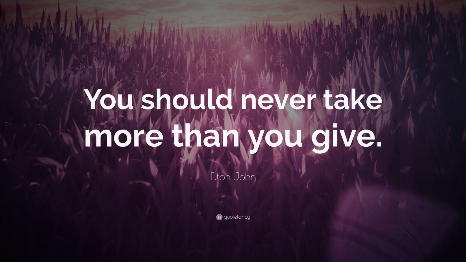 Elton John Quote: “You should never take more than you give.” (7 ...