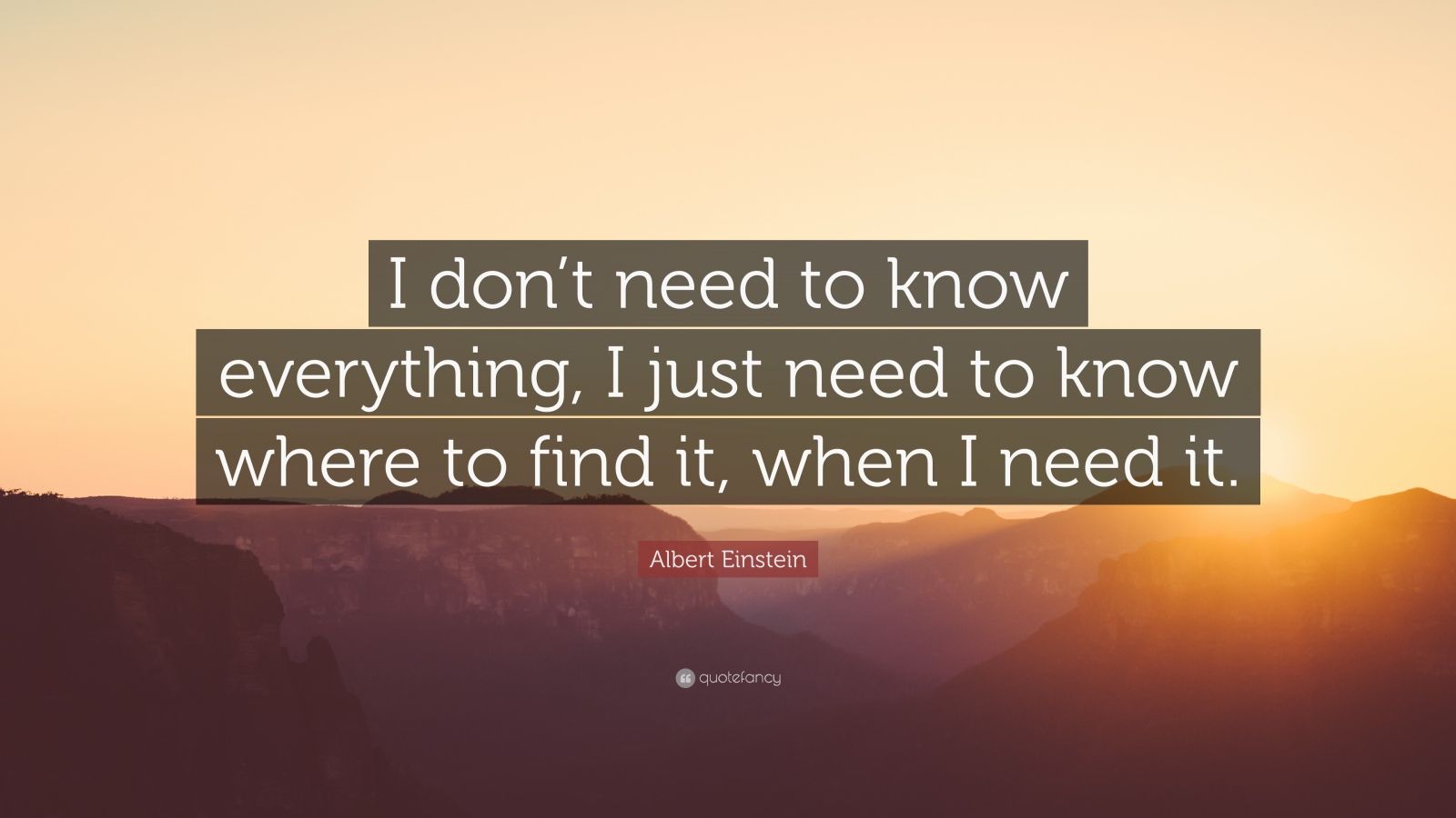Albert Einstein Quote: “I don’t need to know everything, I just need to