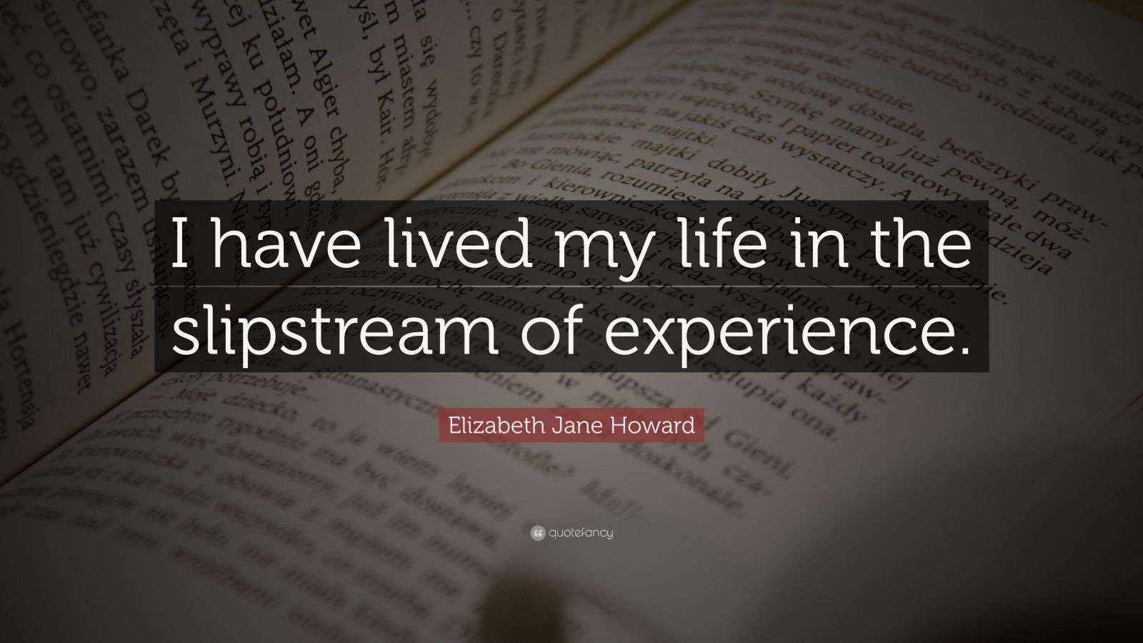 Elizabeth Jane Howard Quote “I have lived my life in the slipstream of