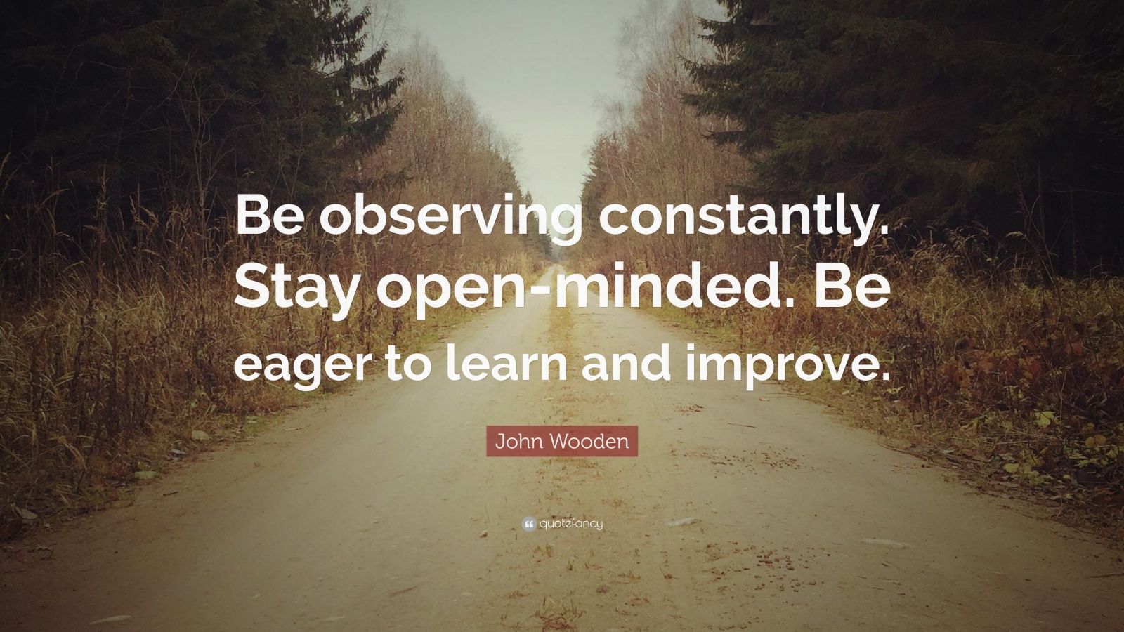 John Wooden Quote “Be observing constantly. Stay openminded. Be eager