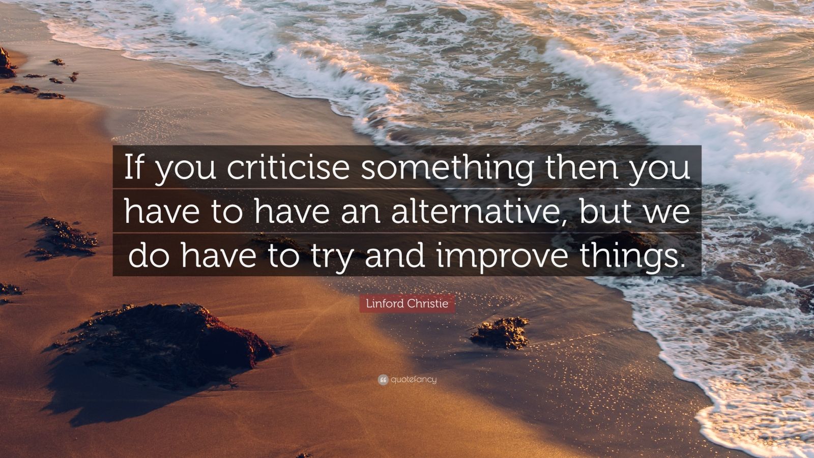 Linford Christie Quote: “If you criticise something then you have to ...