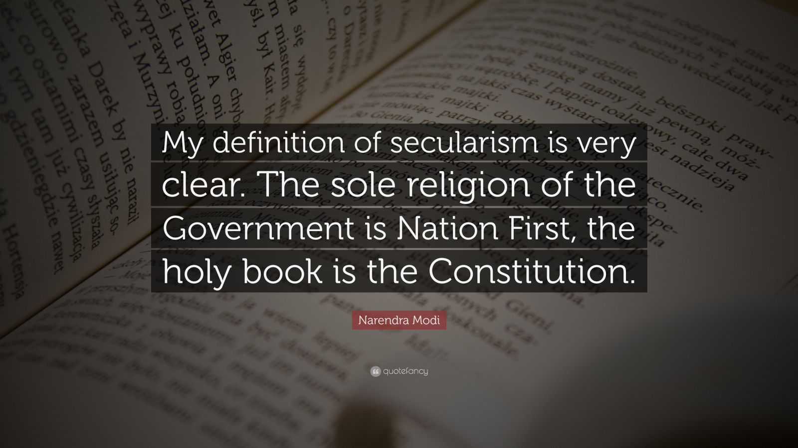 Narendra Modi Quote “My definition of secularism is very clear. The