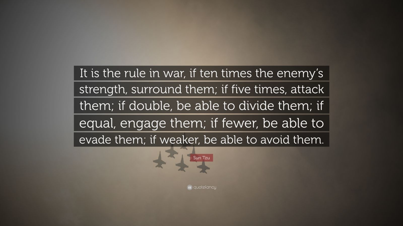 Sun Tzu Quote: “It is the rule in war, if ten times the enemy’s